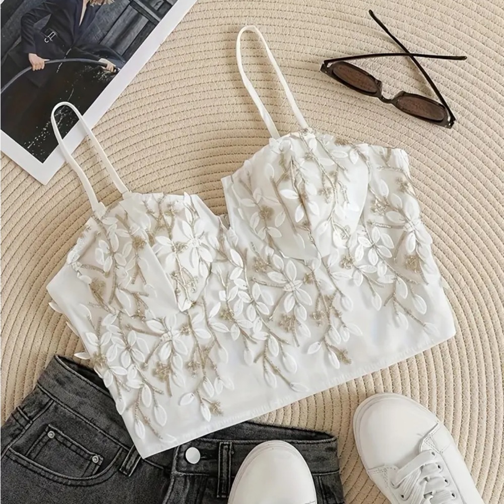 BEAUTIFUL Corset Crop Top with Zip Back & Adjustable Straps